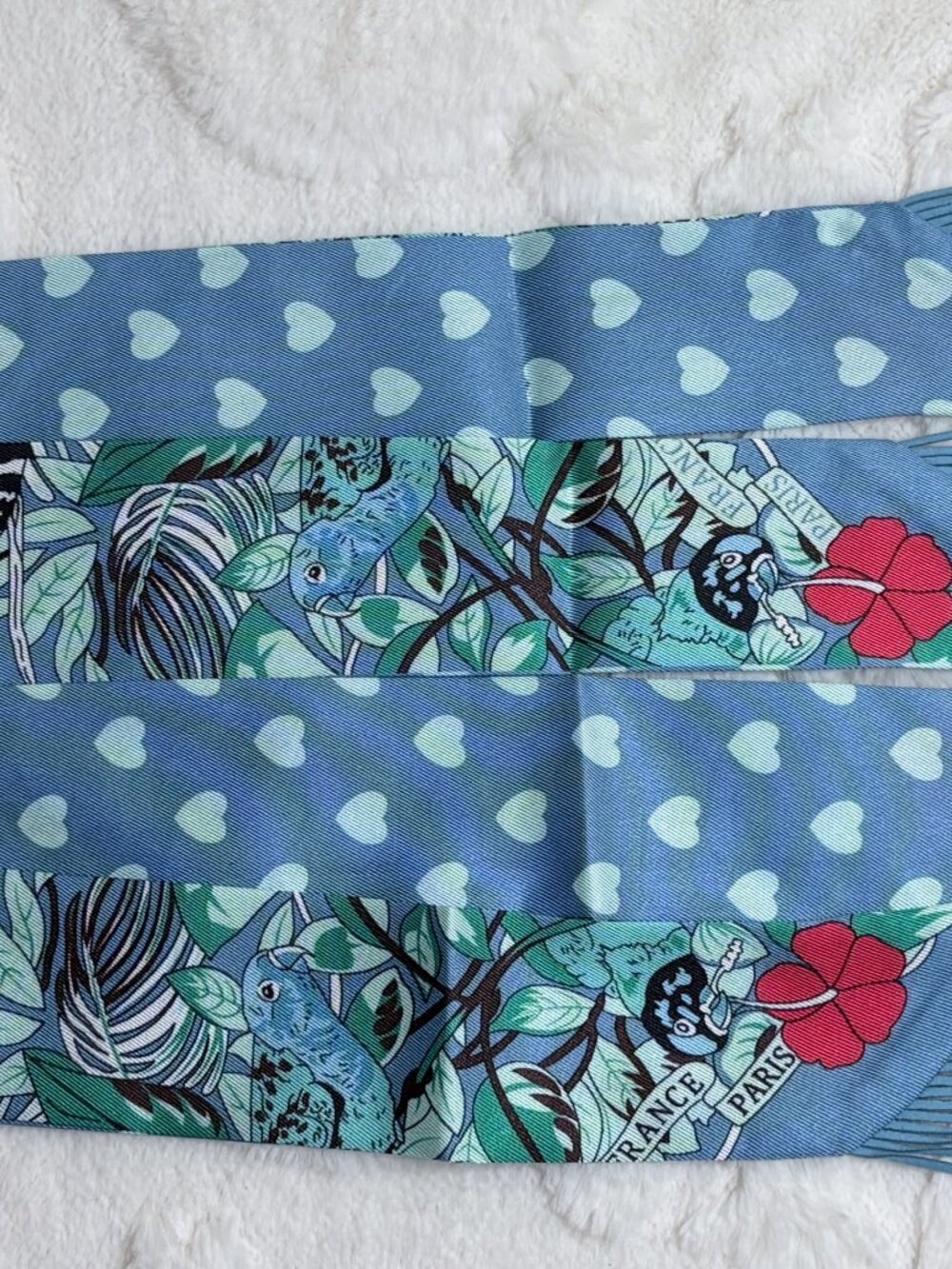 Trendy  Animal Print Purse Scarf with Blue Fringe - Picture 7 of 7